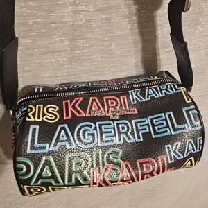 Karl Lagerfeld Black Multicolor Logo Crossbody Bag